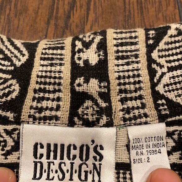 Chico design blazer jacket size 2 CASUAL GEOMETRIC PATTERN with shoulder pads - Picture 6 of 10